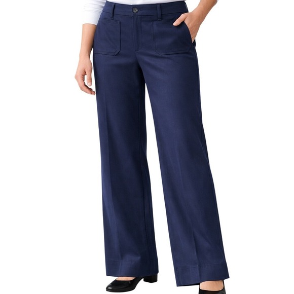 Chico's Pants - Chico's NWT Faux Suede Wide Leg Pants 12R Passport‎ Blue Navy Career Trouser L